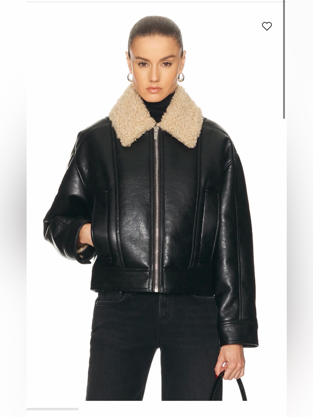 A.L.C. Stevie Jacket Dark Brn Faux Leather zip jacket w Faux Sherpa lining NWT